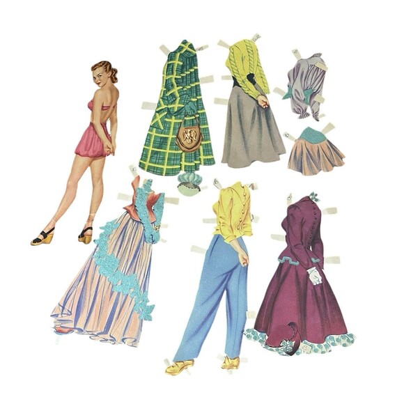 Vintage 9 Piece Paper Doll With Clothing Circa 1940s - Picture 4 of 4